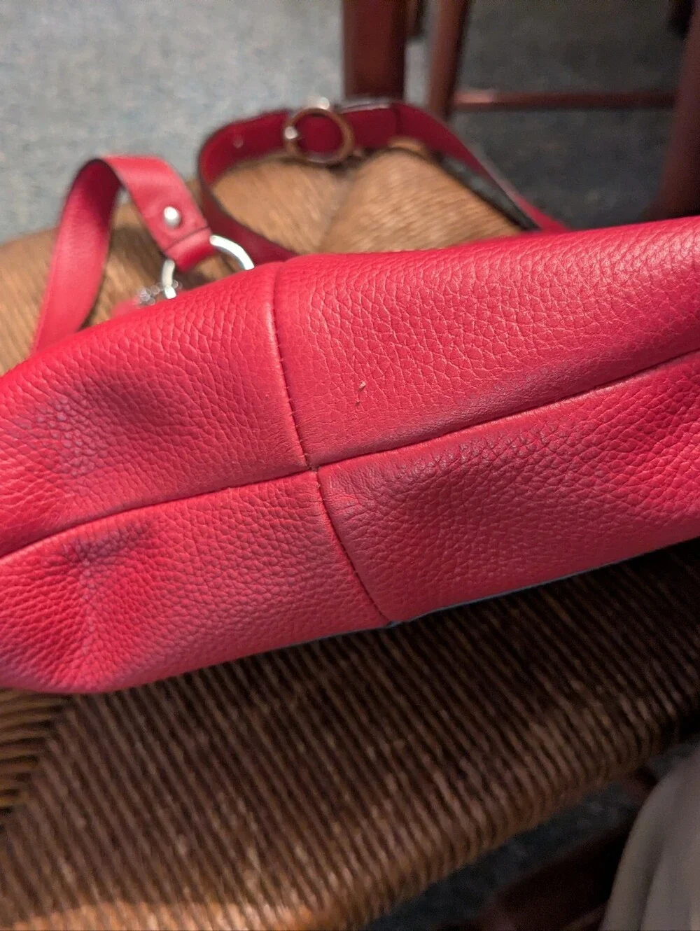 COACH Red Pebble Leather Purse w/Adjustable Shoulder Strap, Vintage, EUC!!!